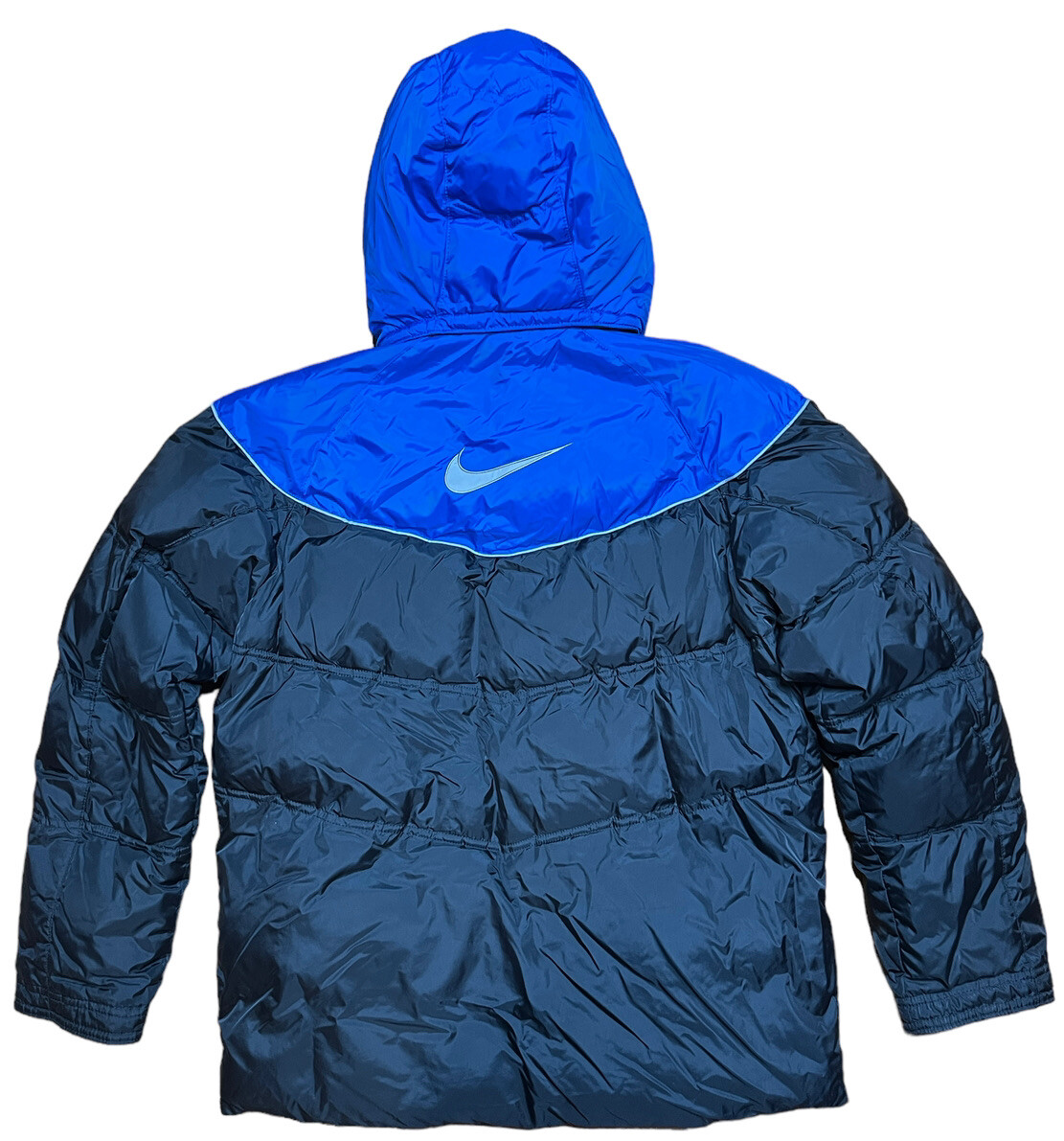 NIKE /ナイキ SOLO SWOOSH PUFFER JACKET NAVY Nike Sportswear Puffer Jacket Coat Black/Blue Swoosh Logo