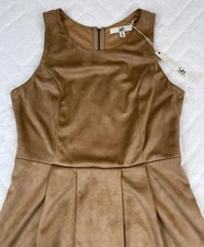 *NWT* Ya Los Angeles SVLS Women's (S) Dress Tan/Camel Faux Suede Knee Length