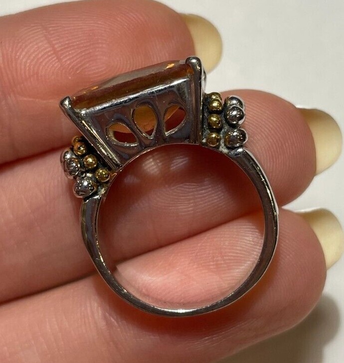 Exquisite Solitaire Silver t Rectangular Peach Ci… - image 6