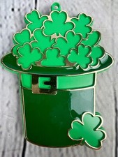 1980  s HALLMARK Painted Plastic Cookie Cutter St Patrick's Luck Irish Hat Clover