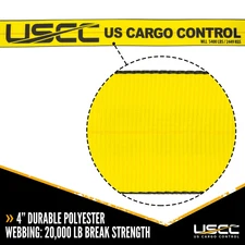 US Cargo Control 4 Inch x 27 Foot Yellow Winch Strap w/Flat Hook 10 Pack