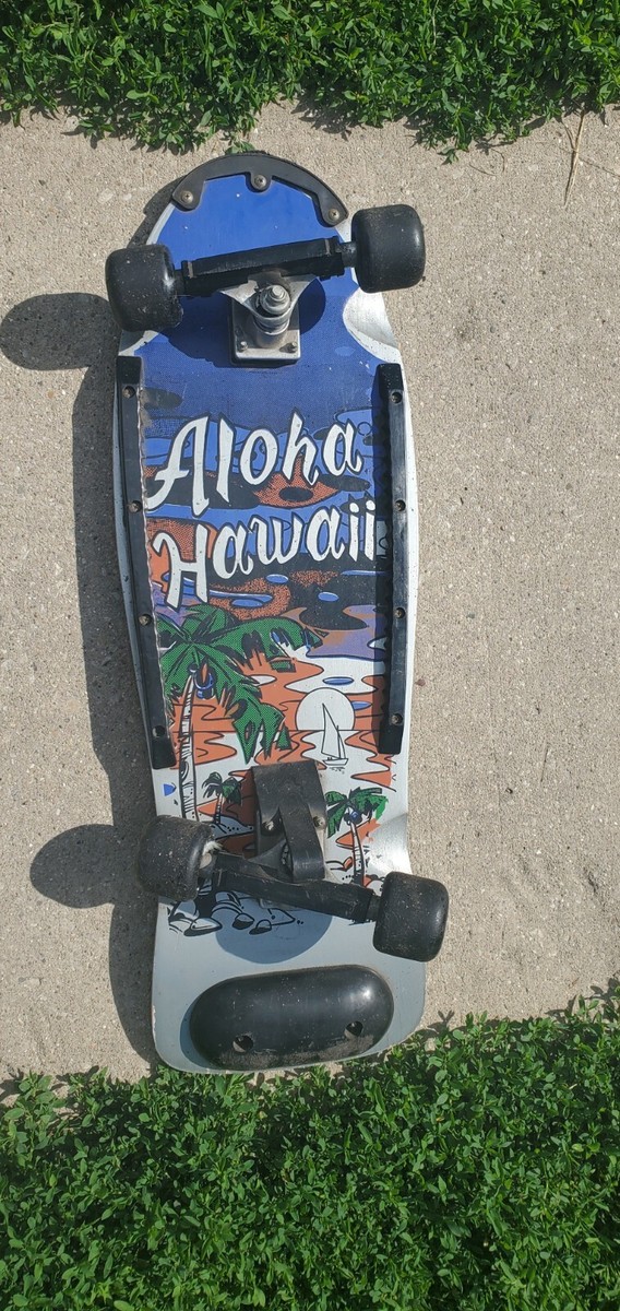Vintage 1980's Aloha Hawaii Skateboard Graphics Rare Grey Deck