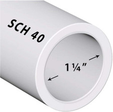 VENTRAL PVC Pipe Sch40 1-1/4 Inch 1.25 White Custom Length 1FT Feet