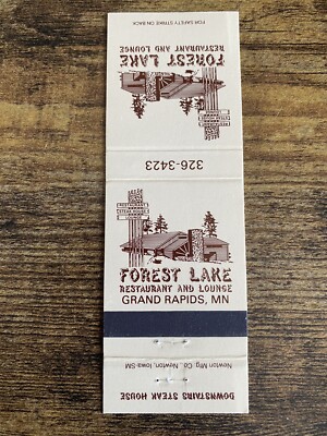 Vintage Forest Lake Restaurant Minnesota Matchbook Matches Advertising