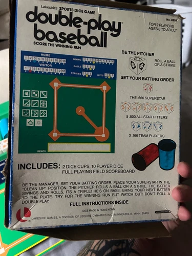 LAKESIDE Double-Play Baseball Dice Game Vintage 1979 Family Board 8296 -READ!