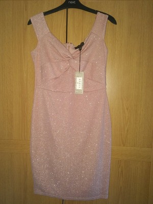 lipsy glitter knot front bodycon dress