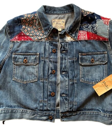 Polo Ralph Lauren Denim Jacket Women Sz XL Trucker Jean Patchwork NWT - Picture 3 of 6