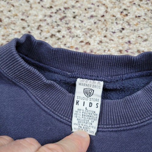 VTG Looney Toons Sweatshirt Boys Large Blue Warner Bros Taz Bugs Bunny Cartoons - Picture 4 of 12