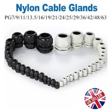 IP68 WHITE BLACK NYLON CABLE GLAND NUT SPIRAL TAIL PG7/9/11/13.5/16/19/21/24-29