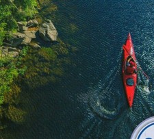 CANOE ON THE LAKE Red Boat Rocks Scenic 300 Pieces BOXLESS Jigsaw Puzzle NEW