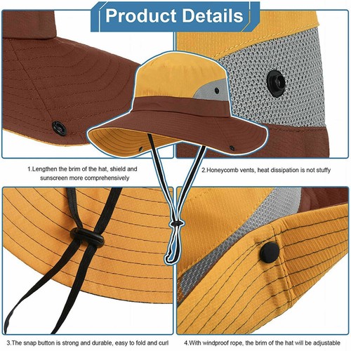 Wide Brim Sun Hat Women UV Protection Ponytail Summer Beach Visor Floppy Cap AU - Picture 2 of 17