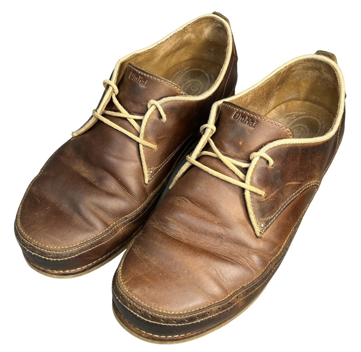OluKai Honolulu Lace Men Size 9.5 Dark Wood Leather Oxford‎ Shoes 10200-9913 OluKai Honolulu Lace 10200-9B21 Brown Leather Casual Mens US  main image 2