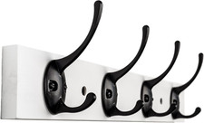 Coat Hooks Wall Mounted, Wooden Hat Rack with 4 Hooks for Entryway, Bathroom,Bed