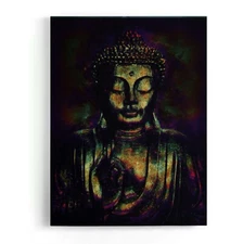 Gold Buddha Framed Canvas Stretched Ready to Hang 50x40 Home decor Gift.