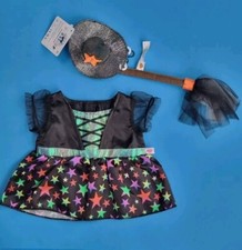 BUILD A BEAR Halloween Hexenkleid Hut Besen Handgelenk Brandneu mit Etikett Spooky Season
