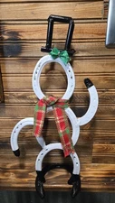 Hand Crafted Metal Snowman Made Out Of Horseshoes