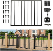 38''H X 48''W Deck Fence Gate for Residential, Yard, Patio Black Steel Materia