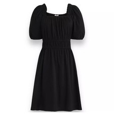 J.Crew Knit Squareneck Mini Dress Black 100% Cotton Short Sleeve M