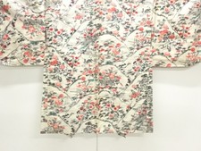 7747178: JAPANESE KIMONO / ANTIQUE HAORI / TAISHO ROMAN STYLE / SILK / WOVEN FLO