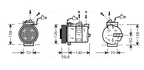 COMPRESSOR AIR CONDITIONING SBAK054 FOR SAAB B205E/B205LB235E/B235R/B235L 4cyl - Image 2 of 4
