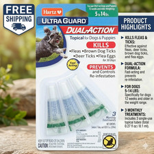 Hartz UltraGuard Dual Action Flea  Tick for Small Dogs 5-14 lbs 3 Doses
