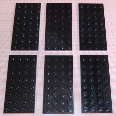 Lego  - 6 Stück Basic Platte, flach, 4x8, schwarz #6/11.25