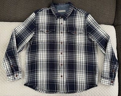 Outerknown Blanket Shirt Atlantic Blue Bigbury Plaid White XL Organic Cotton