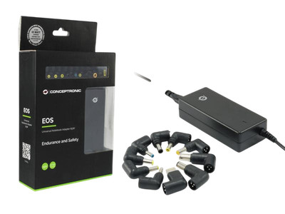 Conceptronic Universal Notebook Netzteil inkl. 12 Adapter 65 Watt 15-17V / 18-20