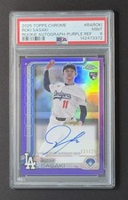 2025 TOPPS CHROME ROOKIE AUTO PURPLE REFRACTOR #RAROKI ROKI SASAKI RC /250 PSA 9