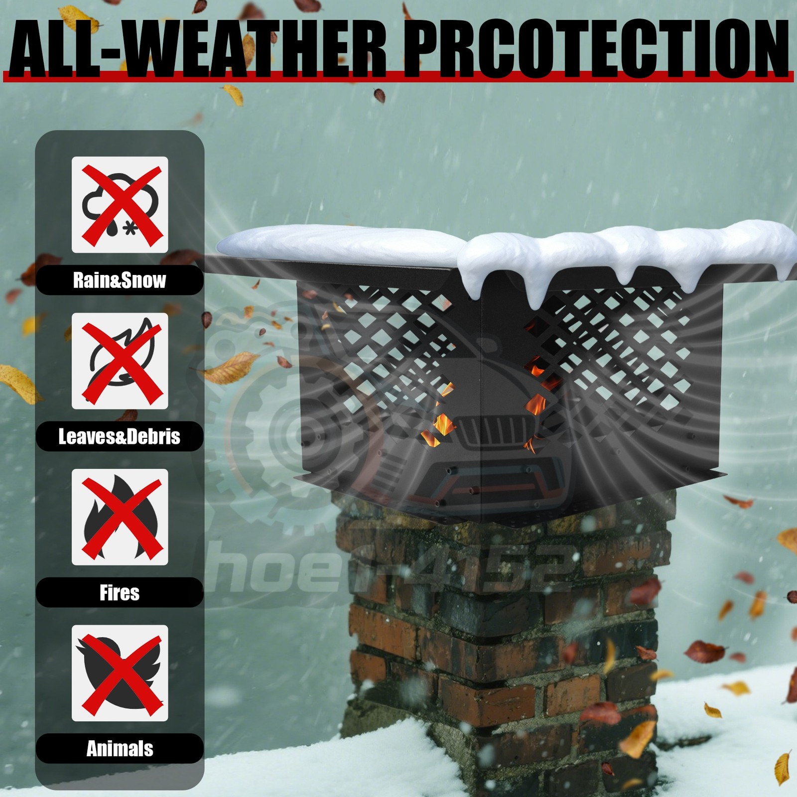 Outdoor Chimney Cap Flue Caps Fireplace Chimney Cover Mesh Flue Covers 13" x 17"