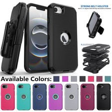 For iPhone 16e Phone Case With Belt Clip Heavy Duty Rugged Shockproof Hard Cover