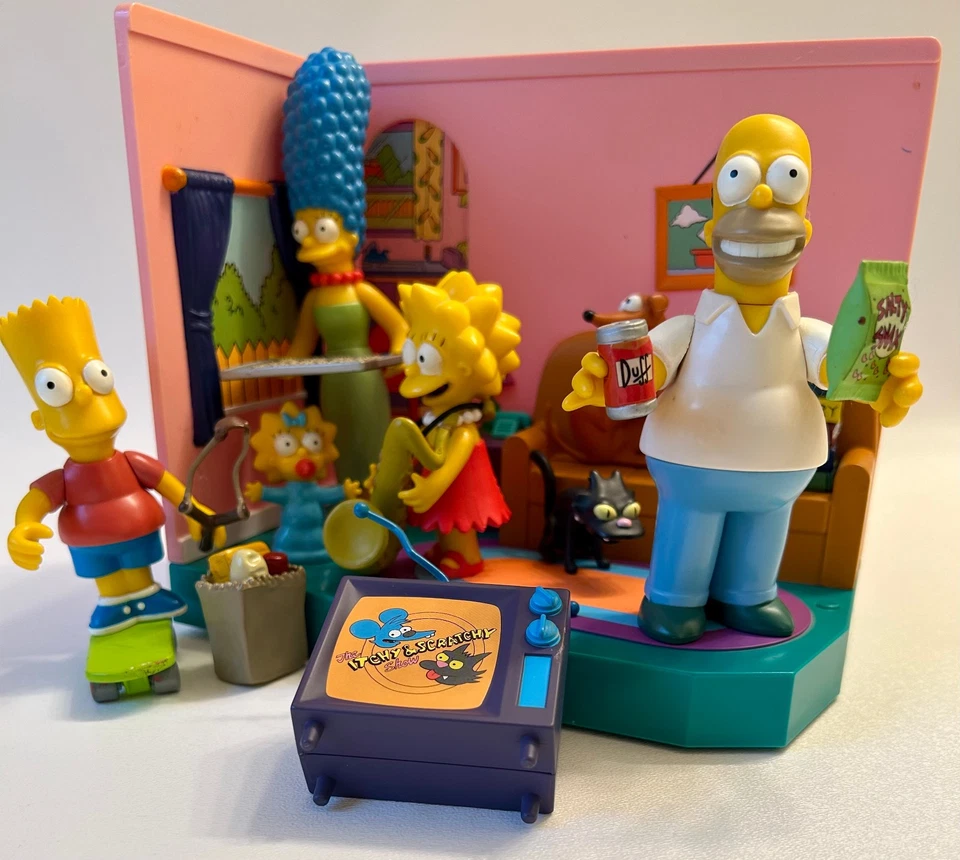 2000 Playmates The Simpsons Interactive Livingroom Marge Maggie Homer Bart Lisa! - Image 2 of 4