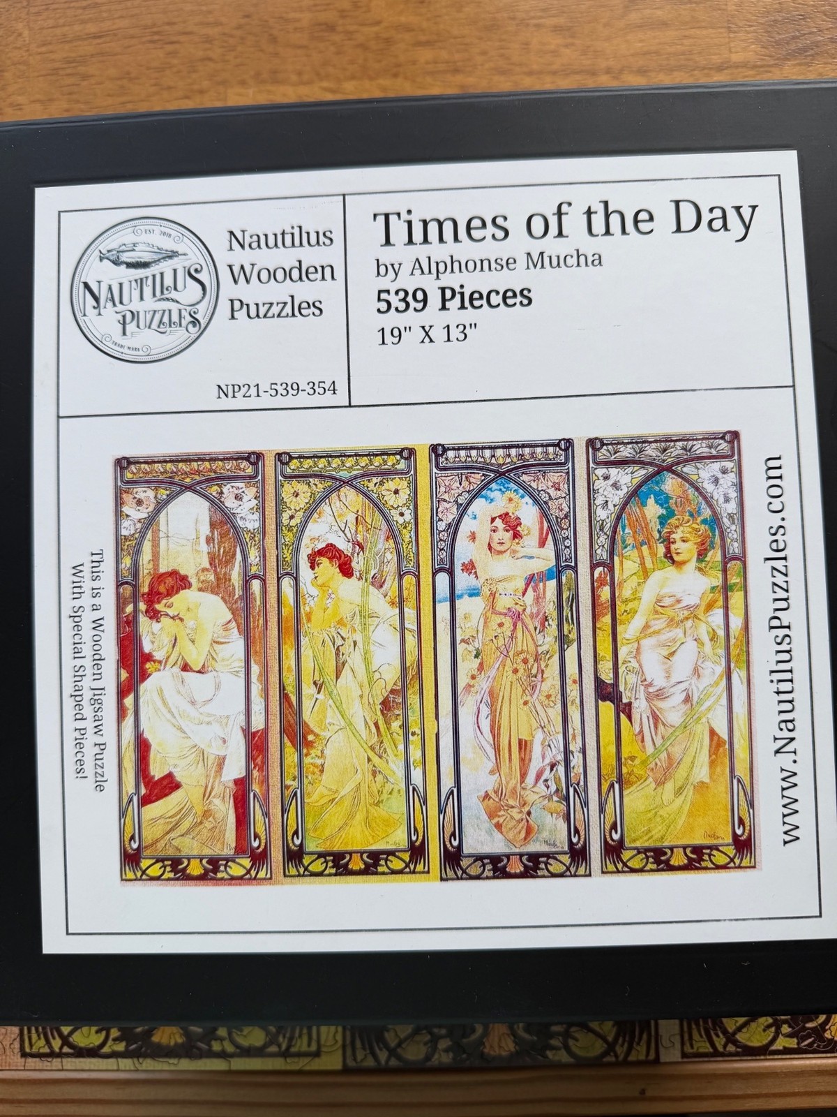 Nautilus Wooden Puzzle Times of the Day by Alphonse Mucha 539 Pieces Complete