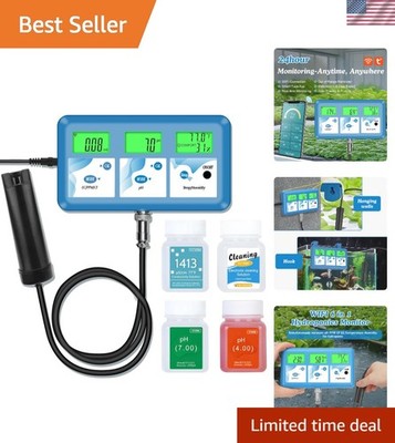 Advanced 6 in 1 pH EC Meter for Hydroponics - Real-time WiFi Monitoring