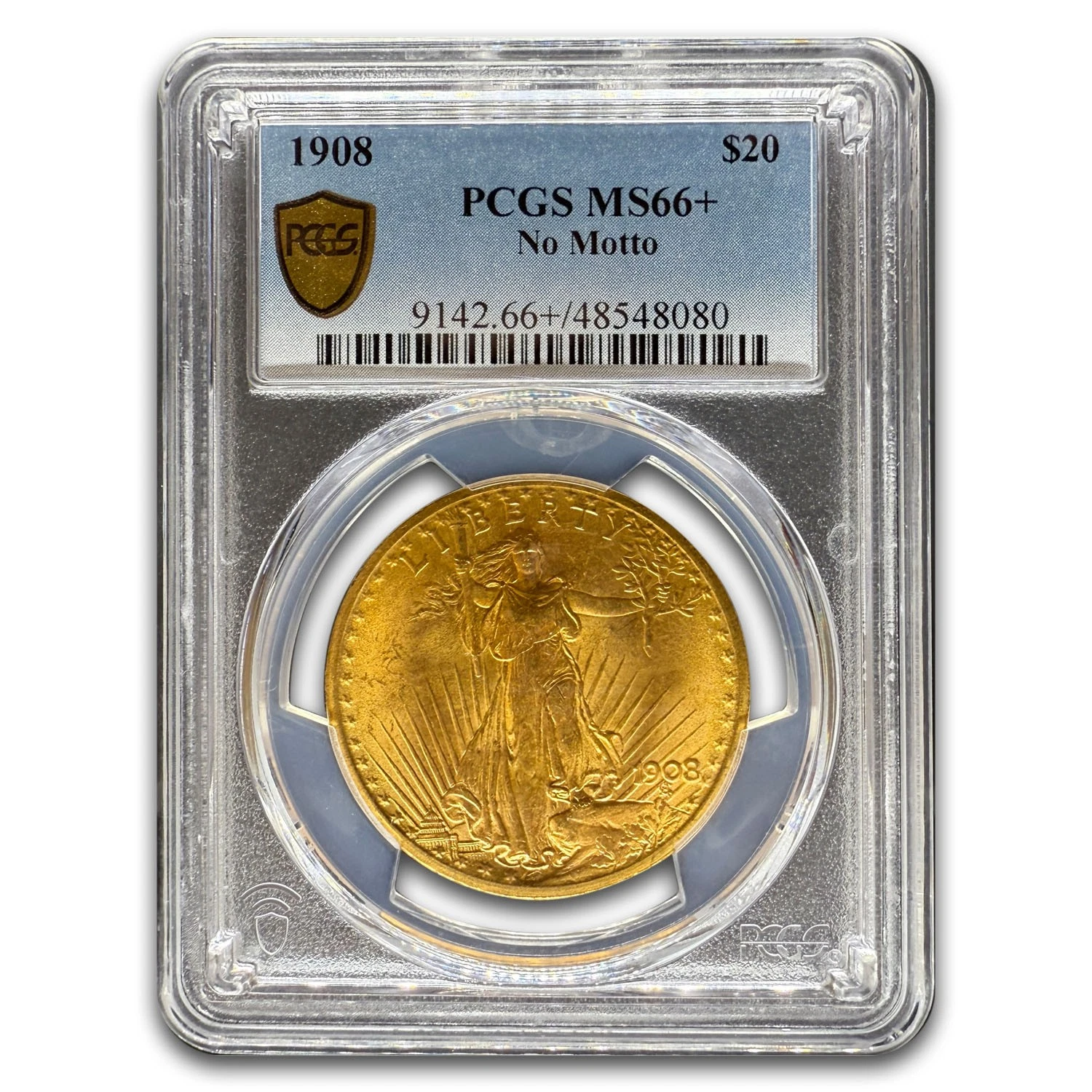1908 $20 St Gaudens Gold Double Eagle No Motto MS-66+ PCGS