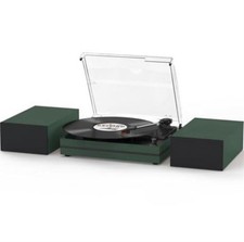 Green Record Player Turntable with Double External Speakers