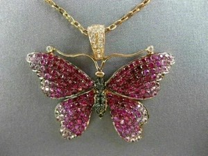Authentic Round 3 Ct Simulated Pink Sapphire Butterfly Pendant Chain 14K Rose Gold Plated