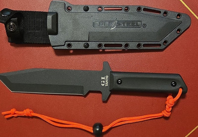 Cold Steel Tactical Tanto Knife, Black Stainless Plain Edge, Full Tang, Sheath