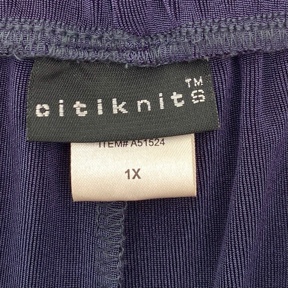 Pantalones Citiknits para mujer 1X azul verde pierna ancha elásticos Lagenlook viaje Foto 3 de 4