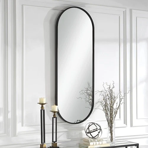 Uttermost 09843 Varina 60 X 22 inch Satin Black Mirror - Picture 2 of 7