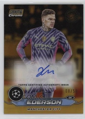 2023-24 Topps Stadium Club Chrome UEFA Champions League 8/50 Ederson Auto 14mf
