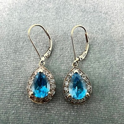 Vintage 333 Gold Ohrringe mit großen Topaz Edelsteinen earrings with large topaz