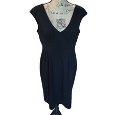 Evan Picone Black Cap Sleeve V Neck Sheath Knee Length Dress Women Size 12