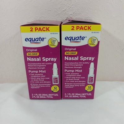 Equate No Drip Nasal Spray 2-2 Pack 1 Fl oz  0.05% Oxymetazol HCI Pump Mist