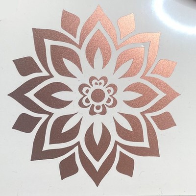 Mandala Flower Sticker Decal Car Window Yoga Zen Rose Gold Copper Metallic 3x3''