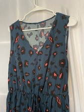 SHEIN 2XL Blue Black Red Animal Print Chiffon Sleeveless A-Line Dress