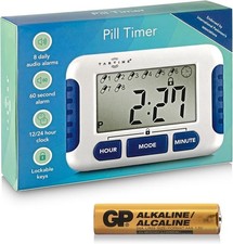 Timer Promemoria Pillola Elettronico con 8 Allarmi al Giorno - Essenziale per Parkinson'S