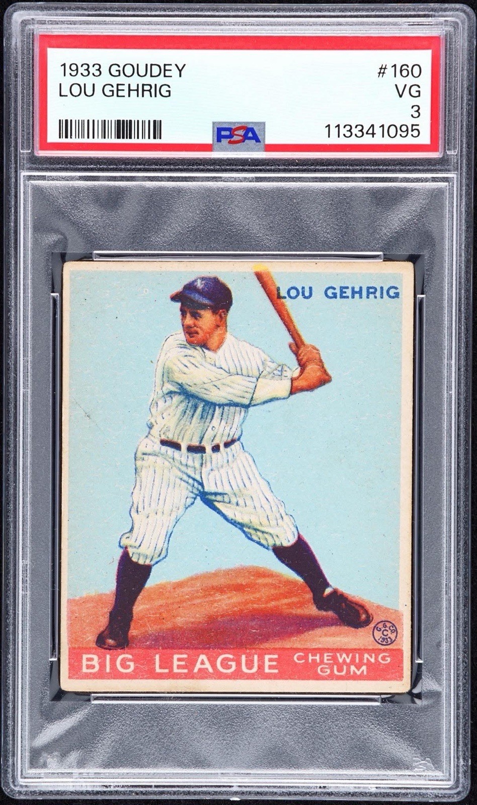 1933 GOUDEY LOU GEHRIG #160 PSA 3! RARE CENTERED TOP EYE APPEAL! LOOKS NICER WOW