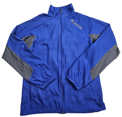 Nike Mens Small Windbreaker Jacket Blue Vented Full Zip Reflective Y2K Running