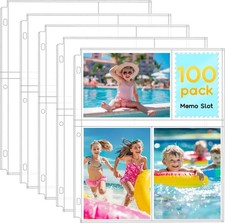 100 Pack 4X6 Photo Sleeves for 3 Ring Binder - 600 Photos, Clear Album Refill Pa